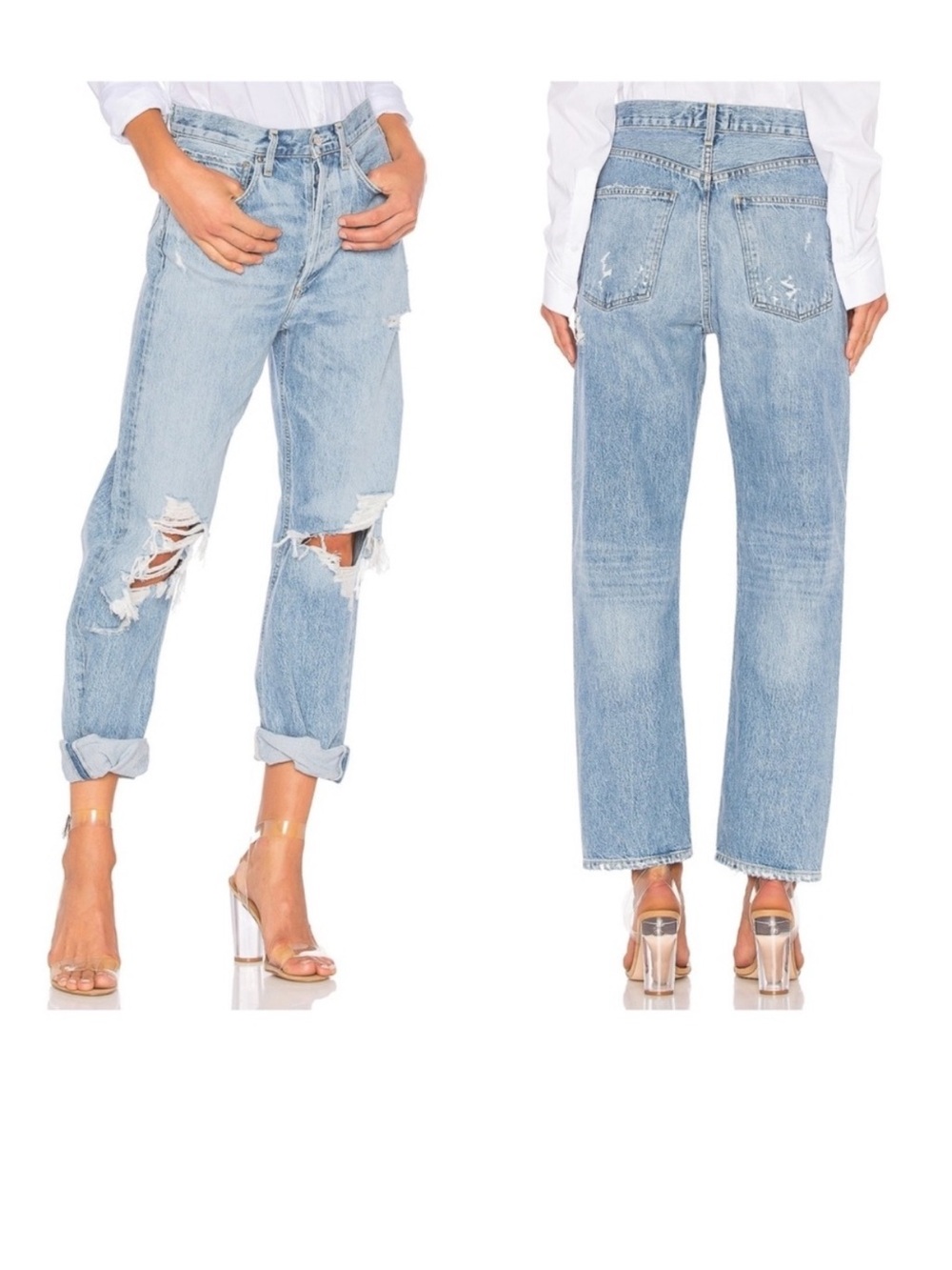 AGOLDE 90's High Rise Loose Fit Distressed Jeans in Fall Out Sz 29